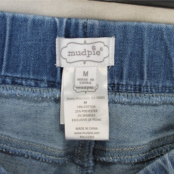 Mudpie Skinny Jeans Womens Size M Medium Wash Blue Pull On Waist Frayed Hems - Picture 6 of 6